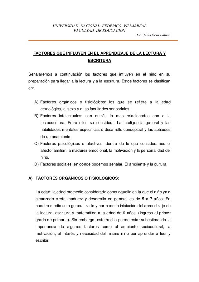 FACTORES QUE INTERVIENEN EN EL PROCESO DE LECTURA factores que intervienen en el proceso de lectura: