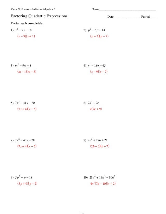 factorising-quadratics-homework