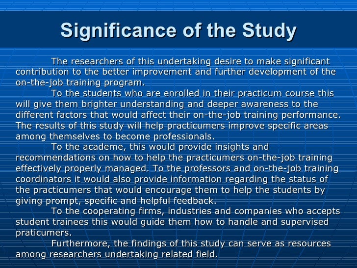 Significance of the study thesis