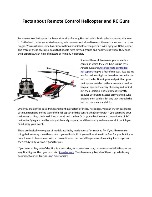 Facts about remote control helicopter