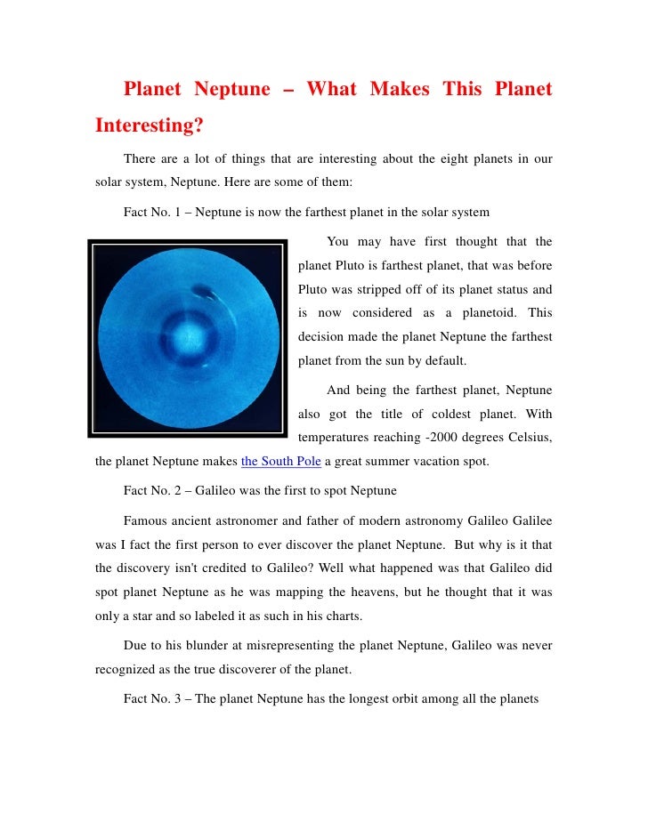 Facts about the neptune