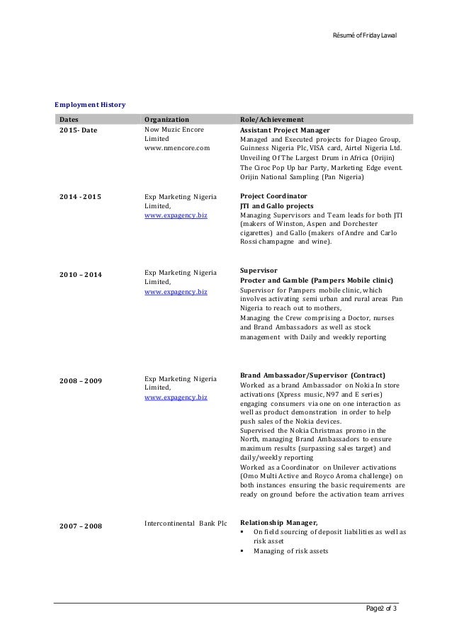 dates of employment on resumes