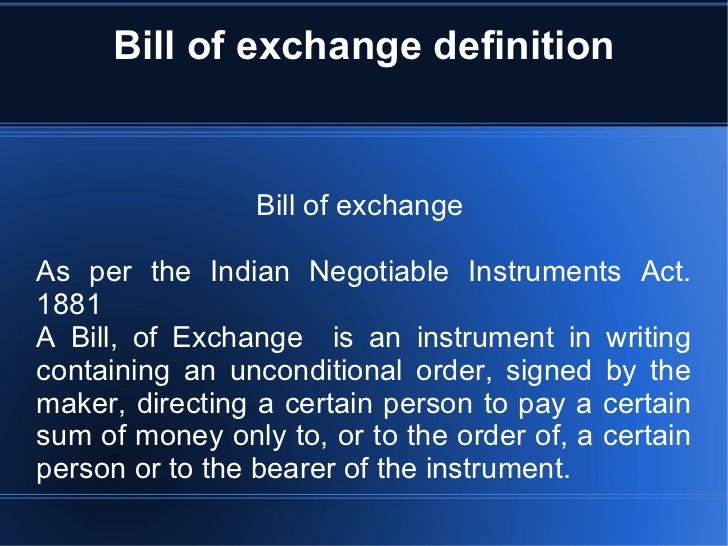 Bill Of Exchange