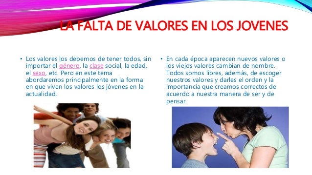 Falta de valores en los jovenes