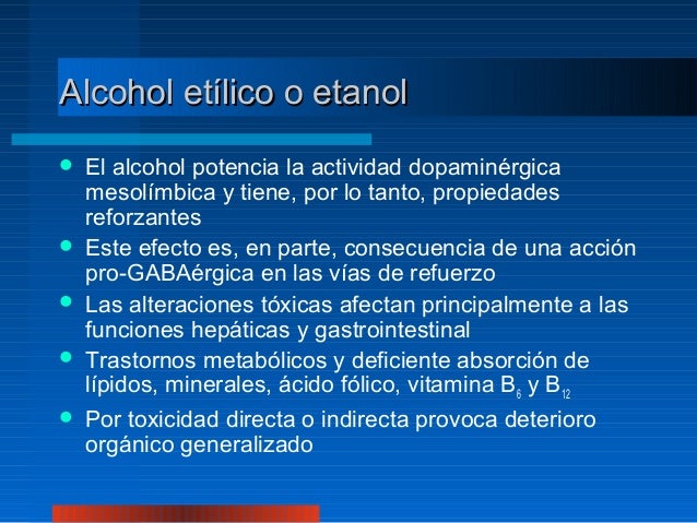 La codificación química del alcohol las revocaciones