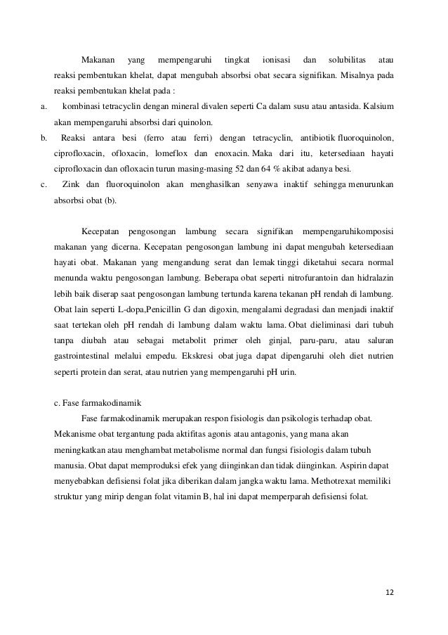Interaksi obat ciprofloxacin dengan makanan Interaksi obat ciprofloxacin dengan makanan