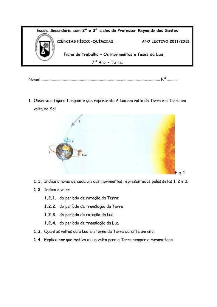 Exercícios Sobre As Fases Da Lua 8 Ano Com Gabarito