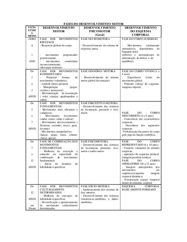 Fases de Desenvolvimento Infantil - Educação Infantil