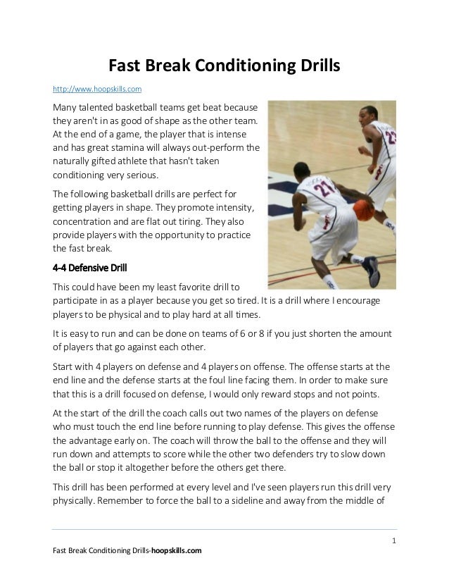 Fast break conditioning drills in basketball