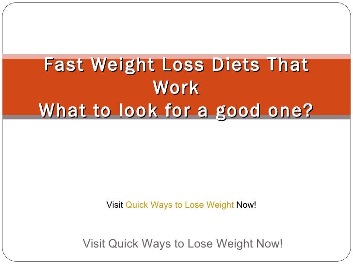 Weight Loss Plan That Works Fast