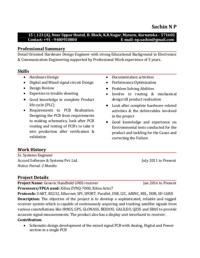electronics design engineer resume