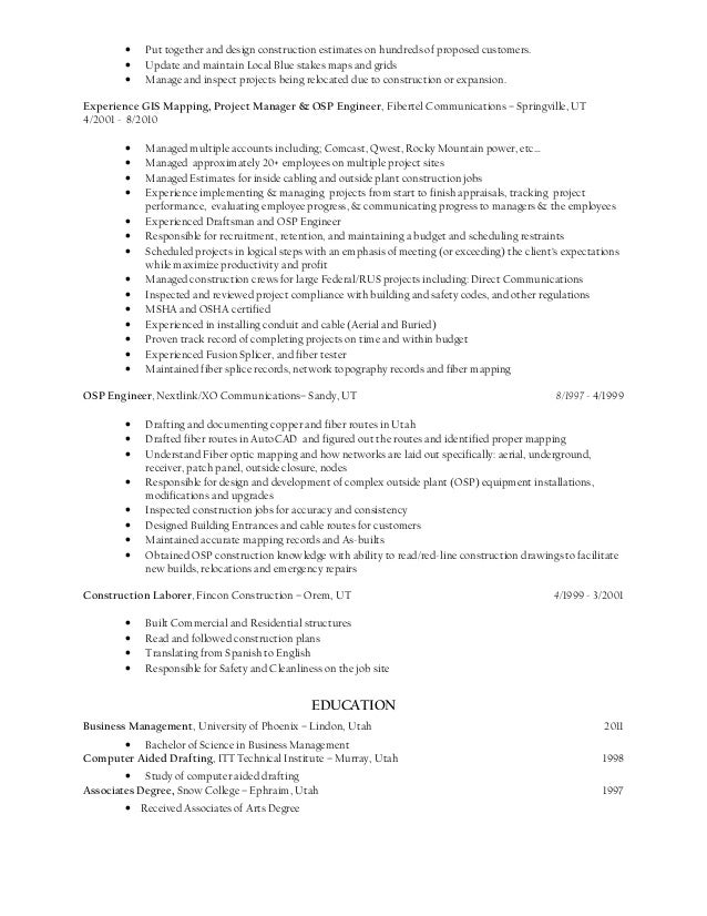 Gis resume sample