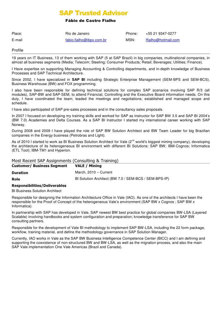 Fresher sap resume