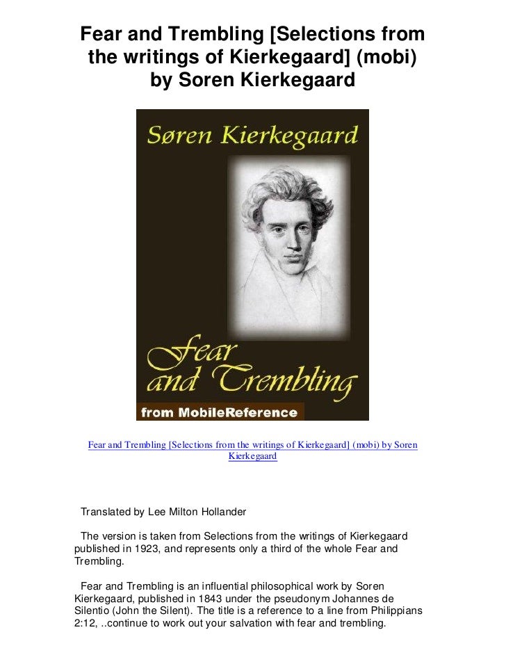 fear and trembling by soren kierkegaard fear and trembling by soren kierkegaard