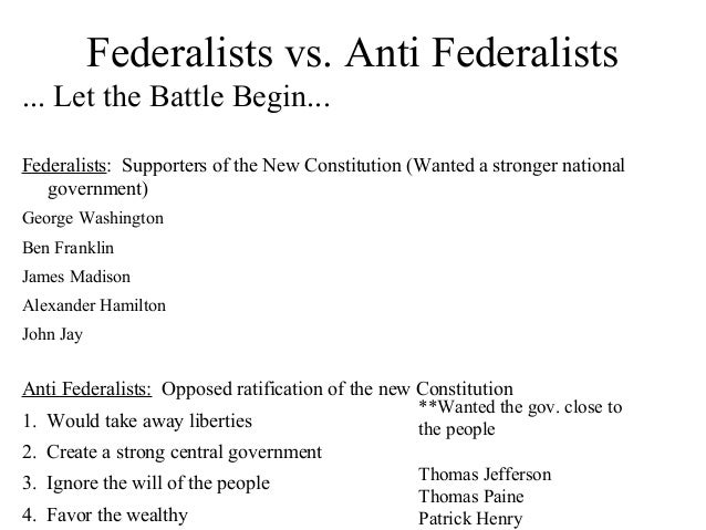 Writing my research paper federalist vs. anti-federalist