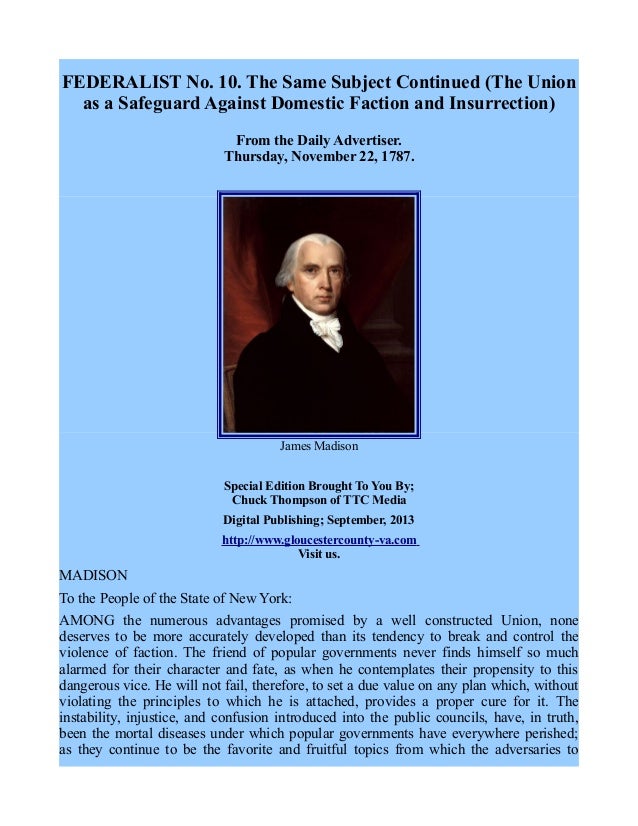 Federalist essays no.10