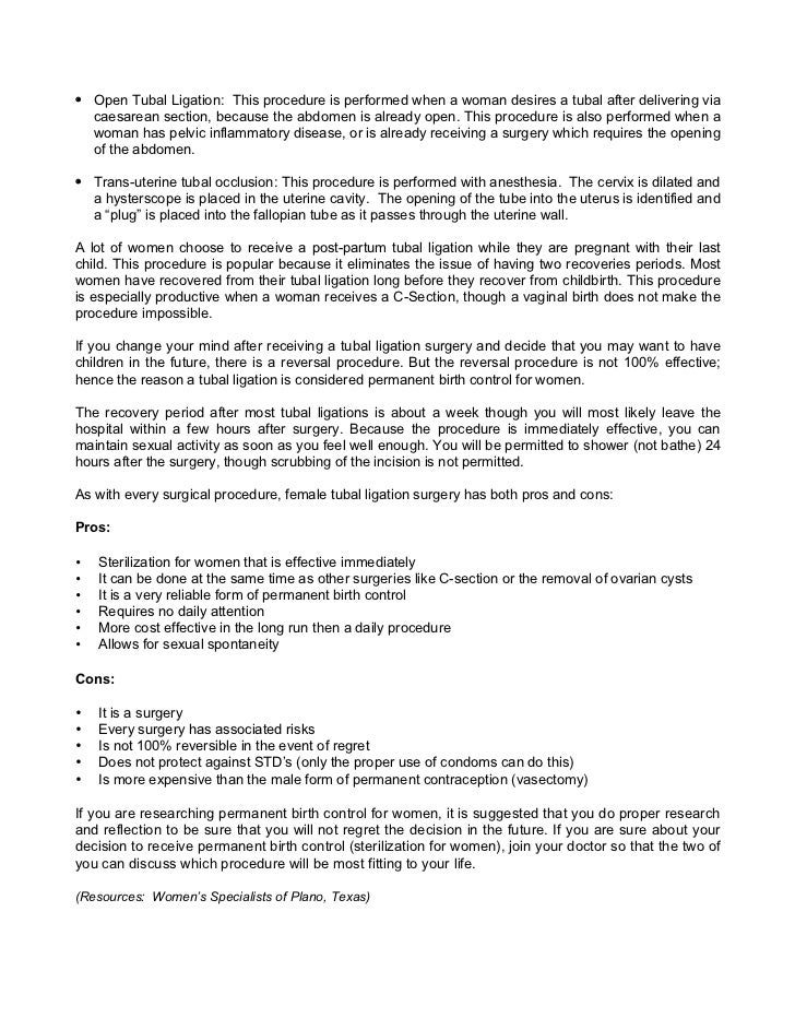 Female Tubal Ligation Sterilization For Women Permanent Birth Co…