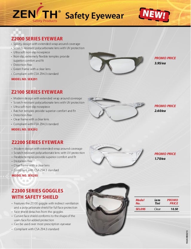 Zenith Safety Glasses Flyer 2015