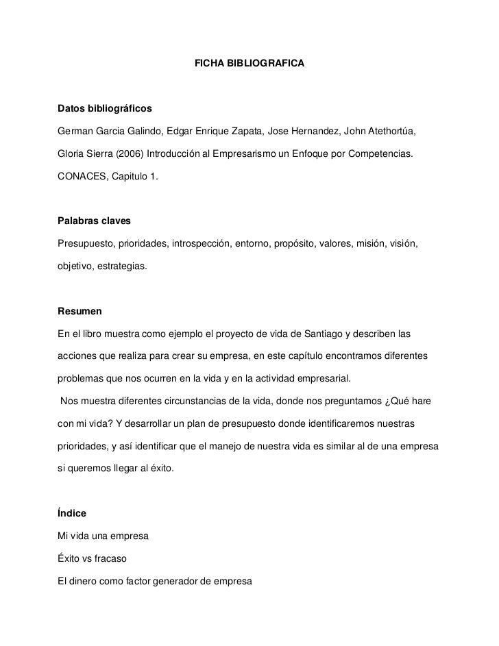 Ficha Bibliografica Cap 1 Libro Empresarismo
