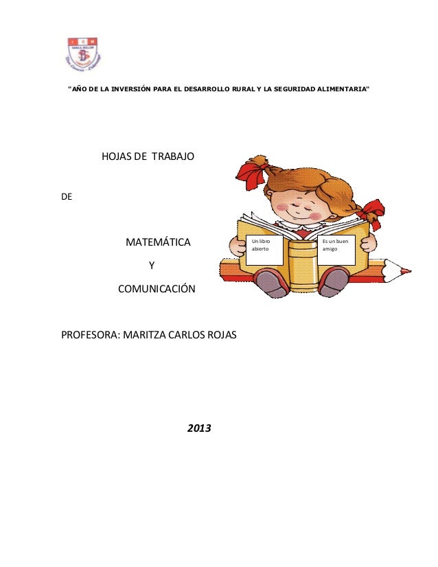 Fichas de trabajo de comunicación y matematica