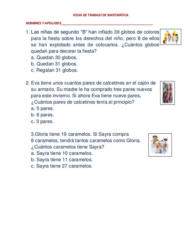 Fichas de trabajo de comunicación y matematica