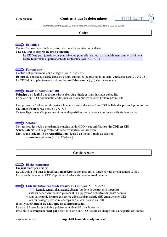 Fiche pratique CDD