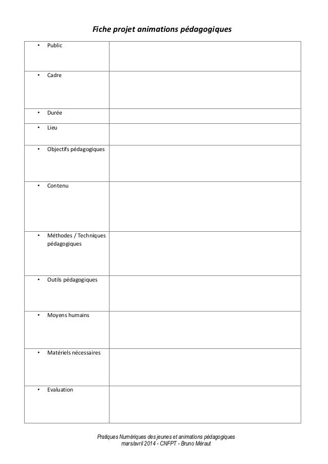 Fiche projet animations pédagogiques + story board vierge