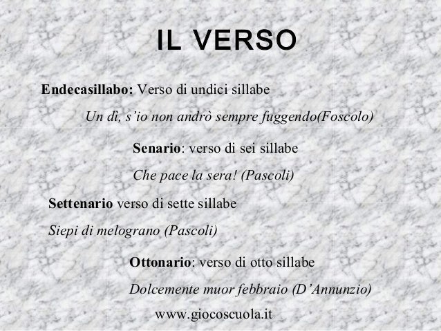 Quante Sillabe Compongono Un Verso Endecasillabo