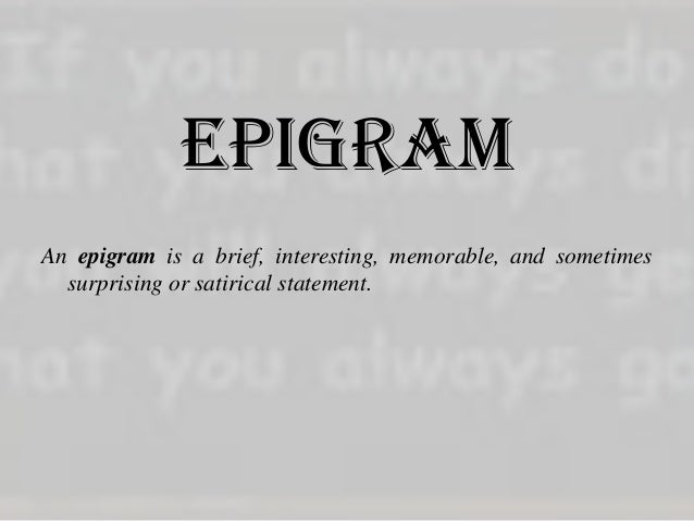 Epigram format essay