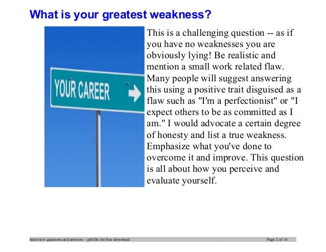 list of strengths and weaknesses for job interview