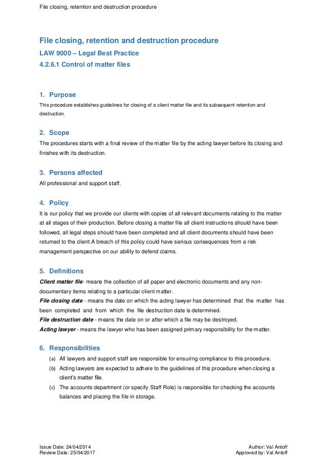 closing account letter to client file closing retention and procedure for closing account letter to client file closing retention and procedure for