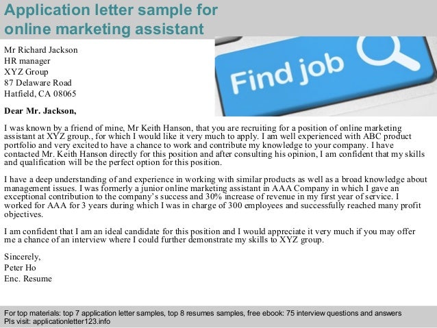 Cover letters for marketing assistant jobs