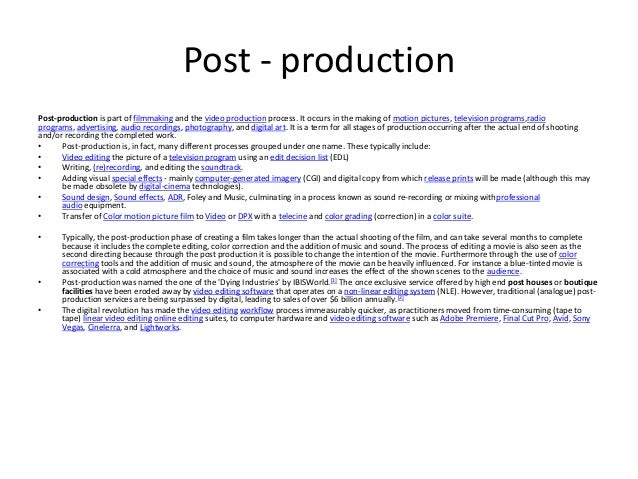 pre production and post production pre production and post production
