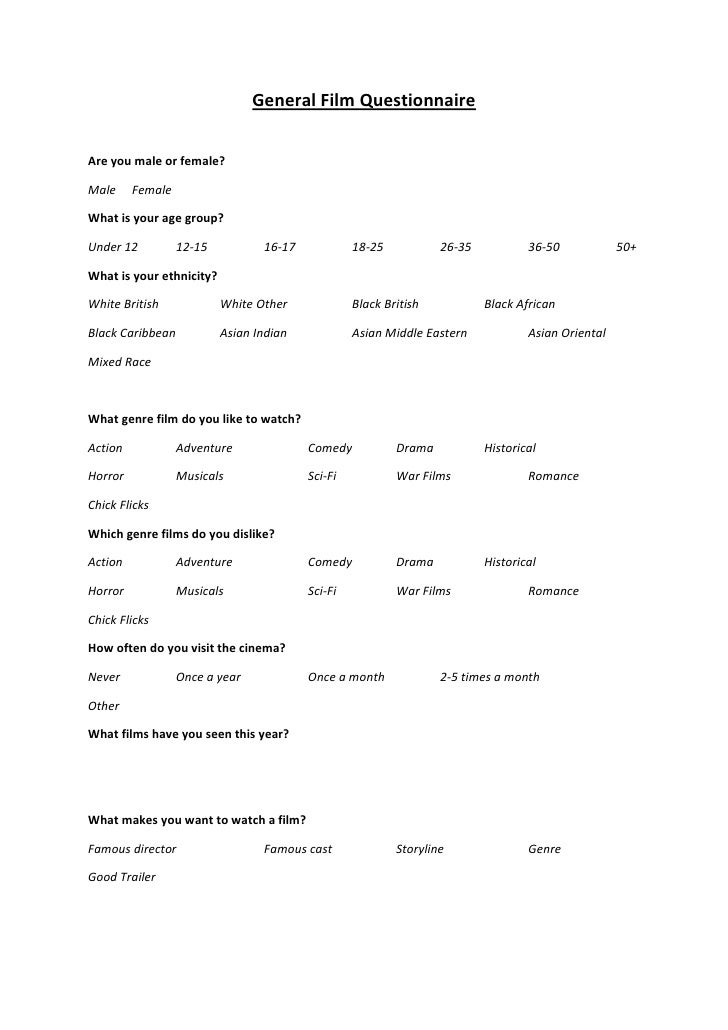 Film Questionnaire