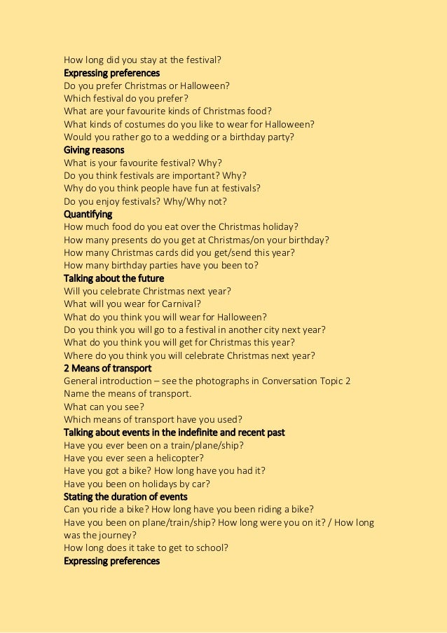 Trinity Conversation Questions