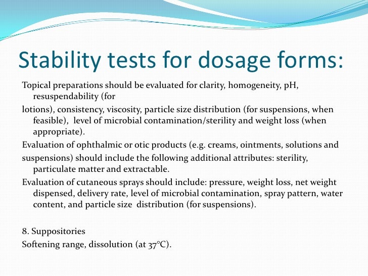 stability tests for pharmaceutical products