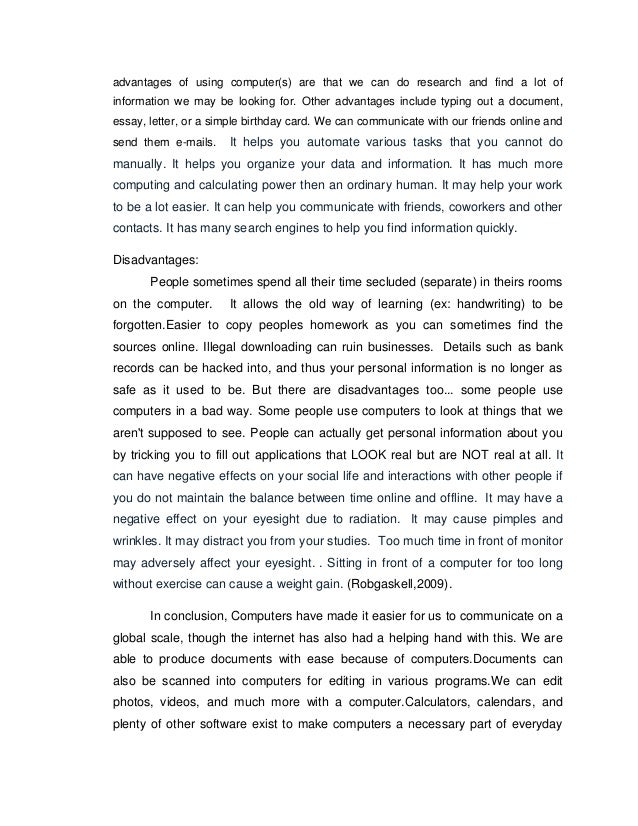Argumentative Essay: Advantages and Disadvantages of