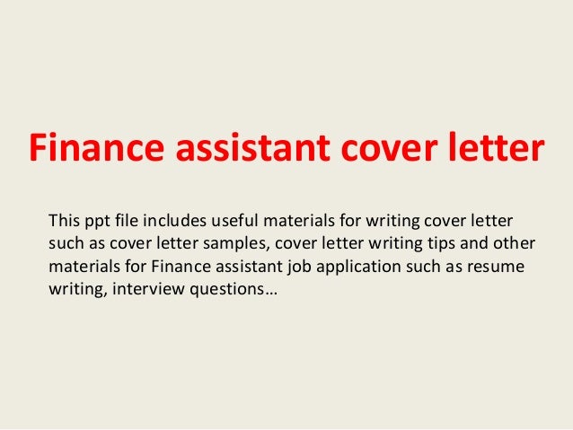 Finance assistant cover letter
