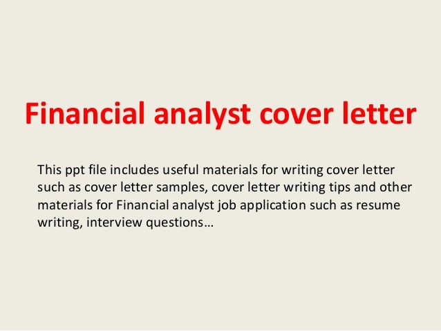 junior financial analyst cover letter