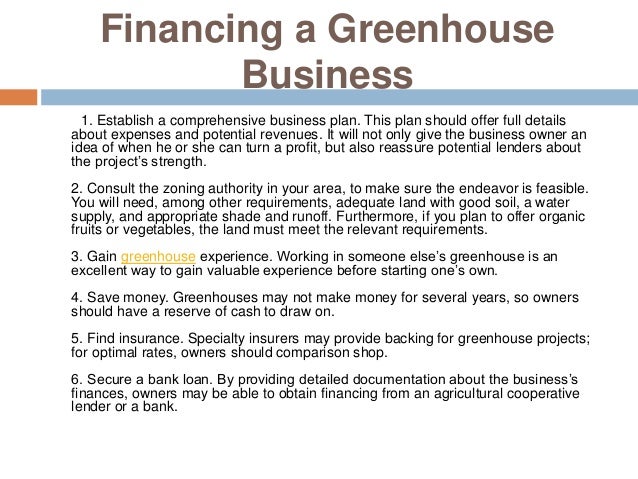 Greenhouse business plans