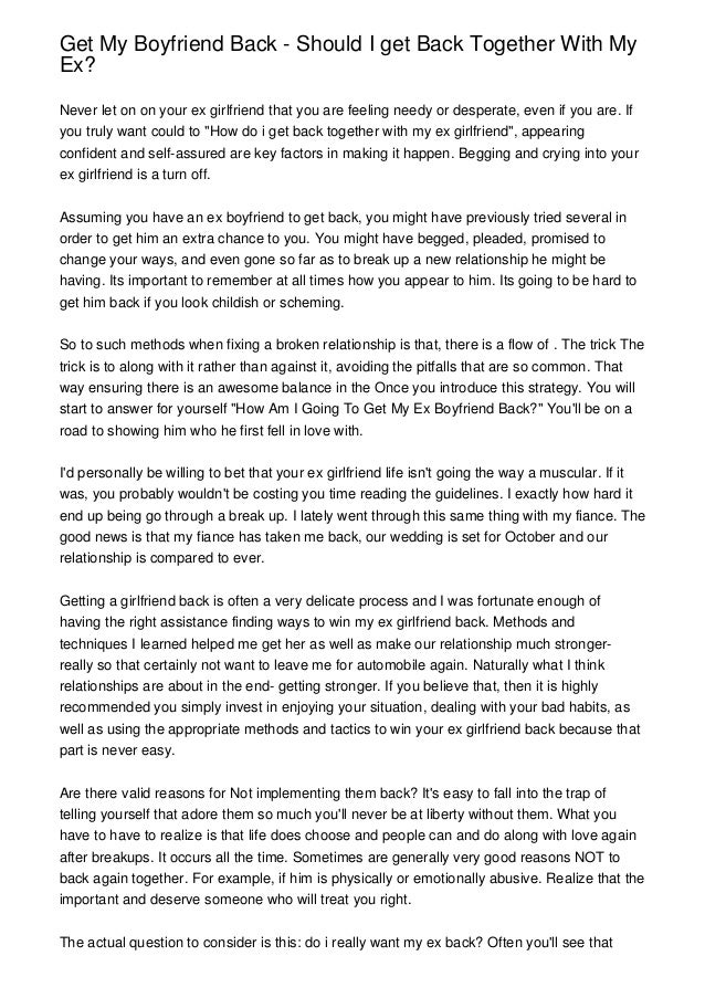 currently is ex gilfriend wants me back after cheating but that’s a ... Get My Boyfriend Back - Should I get Back Together With My Ex?