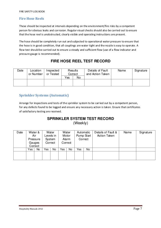 Fire safetylogbook2012