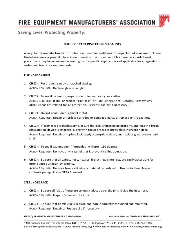 Fire Hose Rack Inspection Guidelines