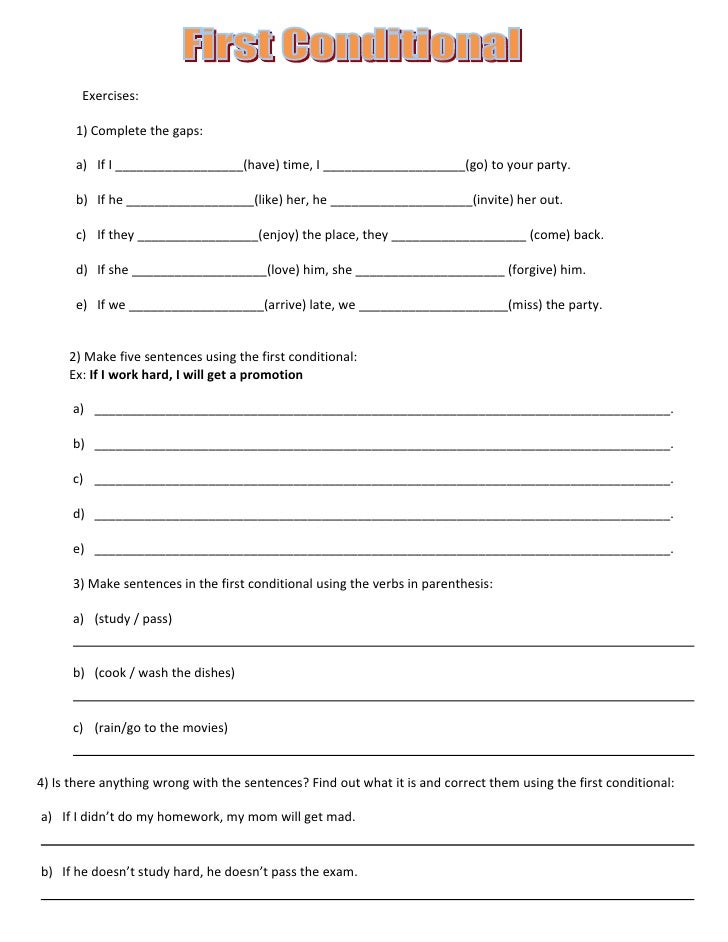 0 1 2 3 Conditional Inglese Esercizi