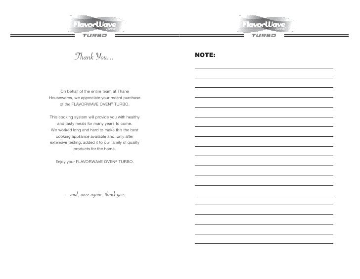 Flavorwave Oven User Guide