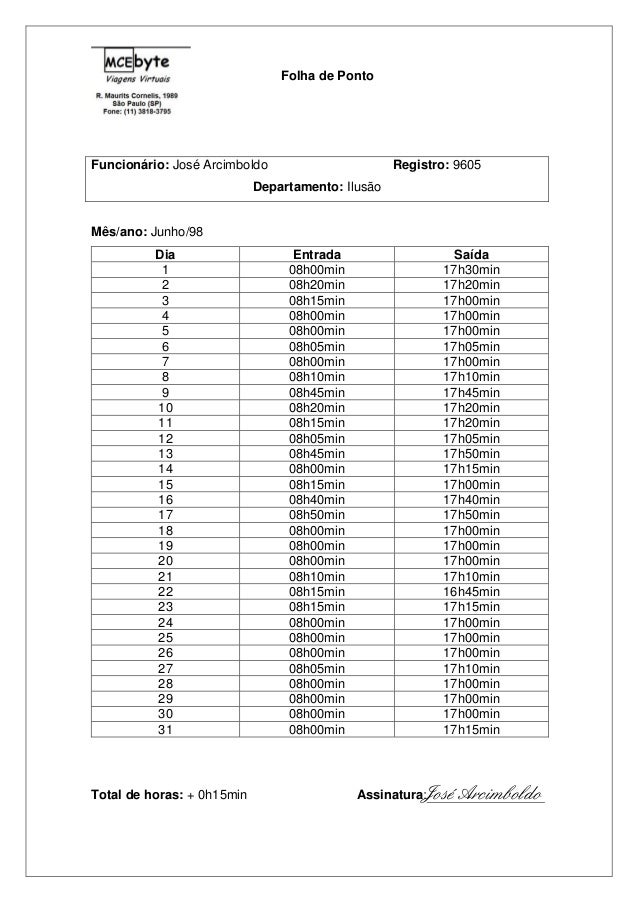 folha de ponto
