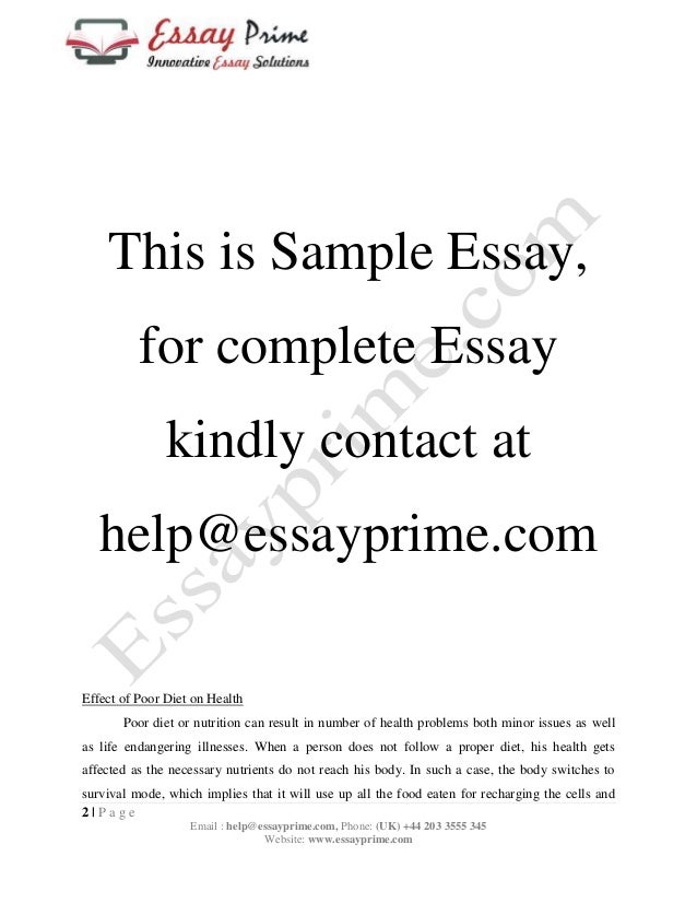 An essay about healthy life