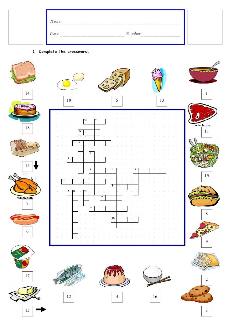 Crossword Food Crossword Food