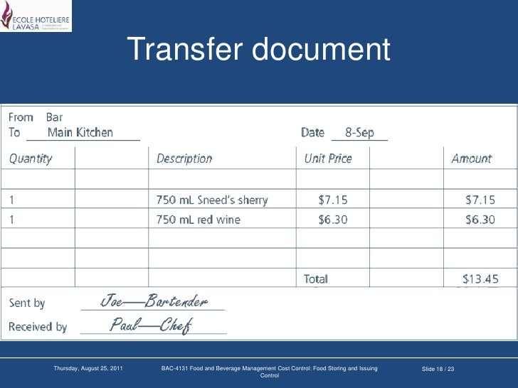 Food Storing And Issuing Control Case Study Food Storing And Issuing Control Case Study