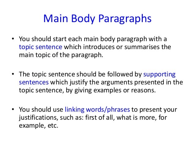 How to begin the main body of an essay